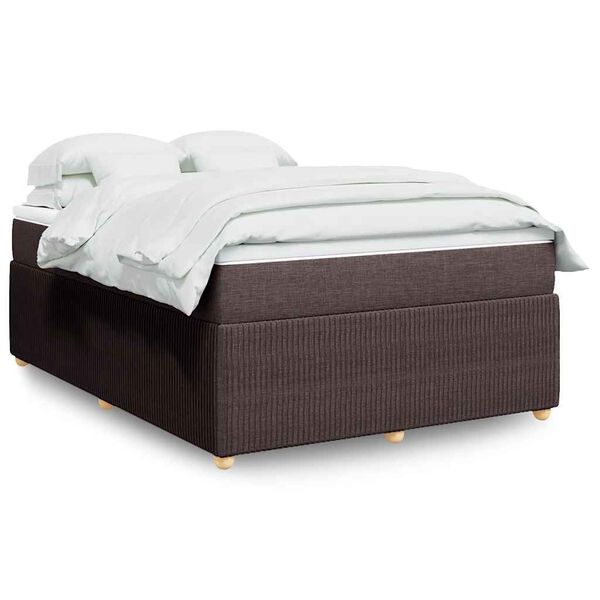 vidaXL Boxspring posteľ s matracom tmavohned&aacute; 140x190 cm l&aacute;tka