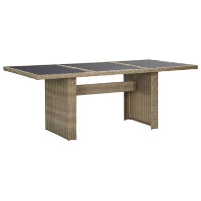 vidaXL Záhradný jedálenský stôl hnedý 200x100x74 cm sklo a polyratan