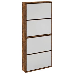 vidaXL Botn&iacute;k so zrkadlom 4-poschodov&yacute; dymov&yacute; dub 63x17x134 cm