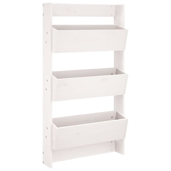 vidaXL N&aacute;stenn&yacute; kvetin&aacute;č 3-posch. 60x18,5x110cm biely mas&iacute;vna borovica