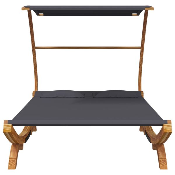 vidaXL Vonkajšia posteľ+strieška 165x203x138 cm, ohýbaný masív, sivá