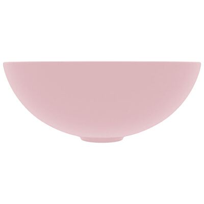 vidaXL Umývadlo do kúpeľne, keramika, matné ružové, okrúhle