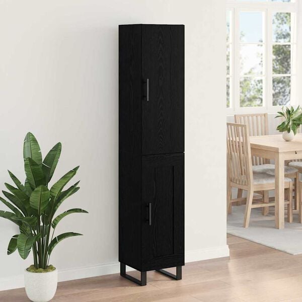 vidaXL Highboard Čierny dub 34,5 x 34 x 180 cm Kompozitn&eacute; drevo