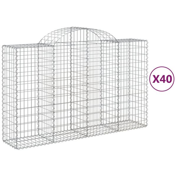 vidaXL Oblúkové gabionové koše 40 ks 200x50x120/140 cm pozink. železo