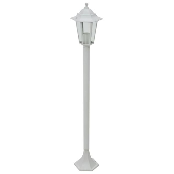 vidaXL Záhradné stĺpové lampy 6 ks E27 110 cm hliníkové biele