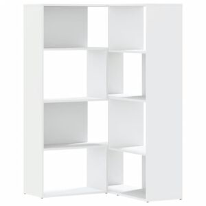 vidaXL Rohov&aacute; knižnica 4 police biela 85x85x140 cm kompozitn&eacute; drevo