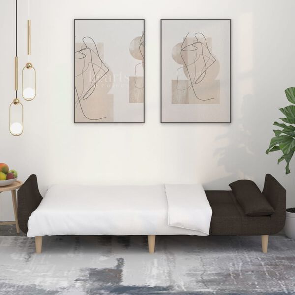 vidaXL 2-miestna rozkladacia pohovka s 2 vank&uacute;&scaron;mi tmavohned&aacute; l&aacute;tkov&aacute;