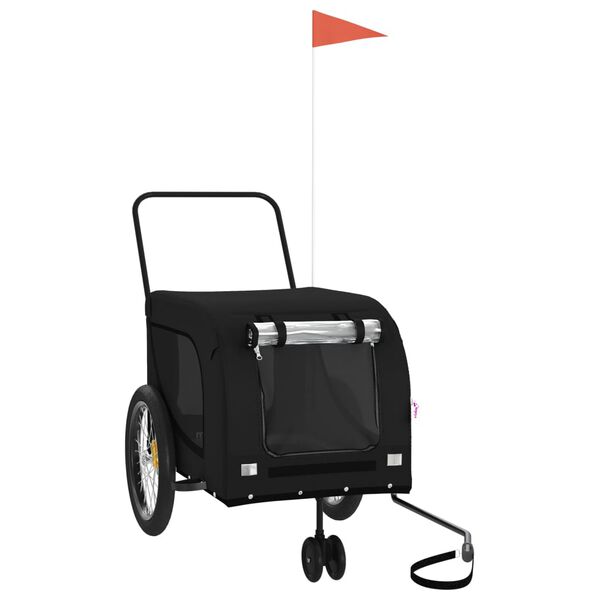 vidaXL Cyklovoz&iacute;k pre zvierat&aacute;, čierny, oxfordsk&aacute; l&aacute;tka, železo