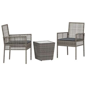 vidaXL Z&aacute;hradn&yacute; bistro set 3 pcs Siv&aacute; polyratan