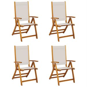 vidaXL Skladacie z&aacute;hradn&eacute; stoličky 4 ks, ak&aacute;ciov&yacute; mas&iacute;v a textil&eacute;n