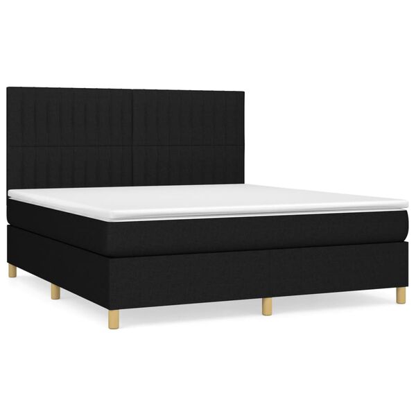 vidaXL Posteľn&yacute; r&aacute;m boxspring s matracom čierny 180x200 cm l&aacute;tka