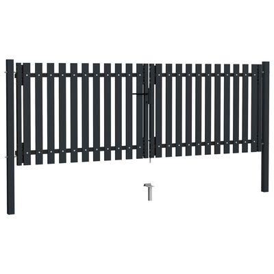 vidaXL Dvojkrídlová plotová brána, oceľ 306x150 cm, antracitová