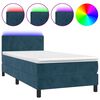 vidaXL Posteľn&yacute; r&aacute;m boxsping matrac a LED tmavomodr&yacute; 80x200 cm zamat