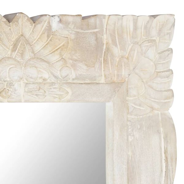 vidaXL Zrkadlo biele 110x50 cm masívne mangovníkové drevo