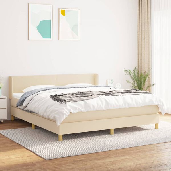 vidaXL Posteľn&yacute; r&aacute;m boxspring s matracom kr&eacute;mov&yacute; 160x200 cm l&aacute;tka