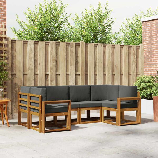 vidaXL Z&aacute;hradn&aacute; s&uacute;prava gaučov s vank&uacute;&scaron;om 6 pcs Pr&iacute;rodn&aacute; a antracitov&aacute;