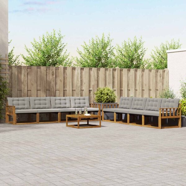 vidaXL Z&aacute;hradn&aacute; s&uacute;prava gaučov s vank&uacute;&scaron;om 9 pcs Pr&iacute;rodn&aacute; a svetlosiv&aacute;