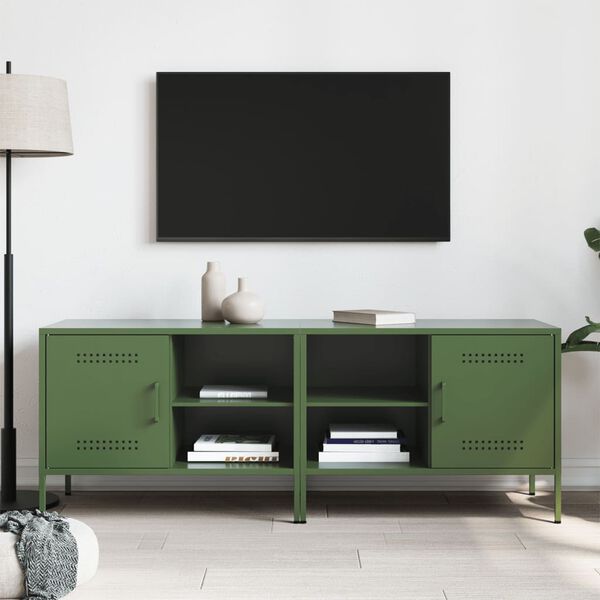 vidaXL TV skrinky 2 ks olivovo-zelené 68x39x50,5 cm oceľ