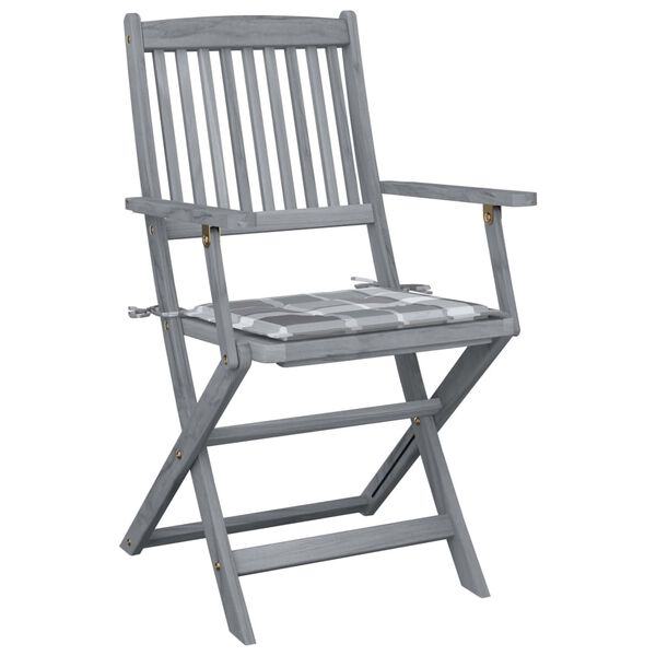 vidaXL Skladacie vonkajšie stoličky s podložkami 4 ks akáciový masív