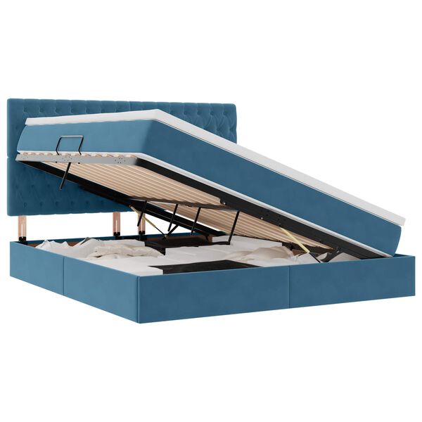 vidaXL Postel s &uacute;ložn&yacute;m prostorem a matrac&iacute; Tmavomodr&aacute; 160 x 200 cm