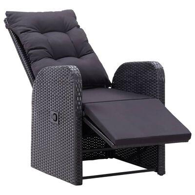 vidaXL Záhradné sklápacie stoličky so sedákmi 2 ks čierne polyratan