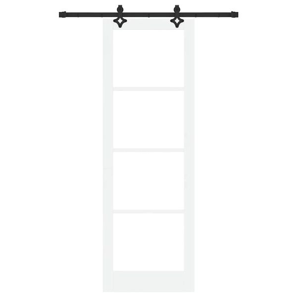 vidaXL Posuvn&eacute; dvere Biela 78 x 232 cm Mas&iacute;vne borovicov&eacute; drevo a sklo