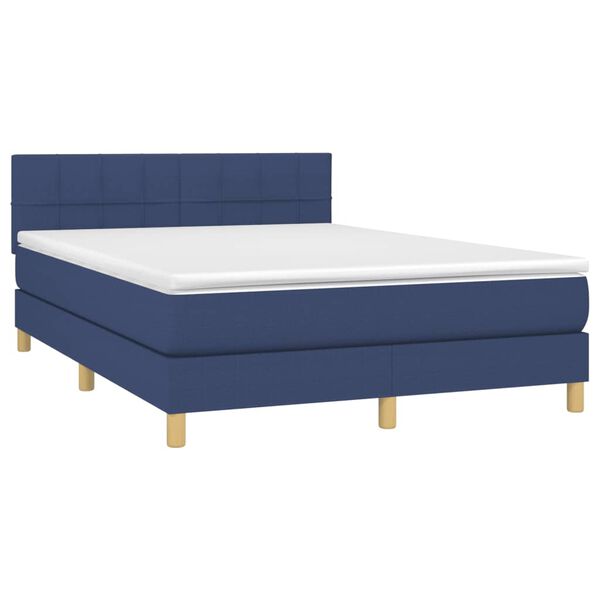 vidaXL Boxspring posteľ s matracom modr&yacute; 140x190 cm l&aacute;tka