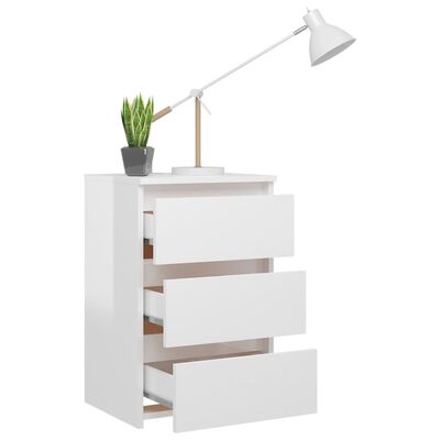 vidaXL Nočný stolík, lesklý biely 40x35x62,5 cm, kompozitné drevo