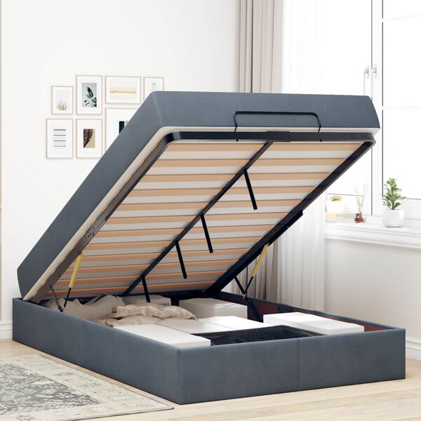 vidaXL R&aacute;m postele s matracom s matracmi 2 pcs Tmavosiv&aacute; Zamat