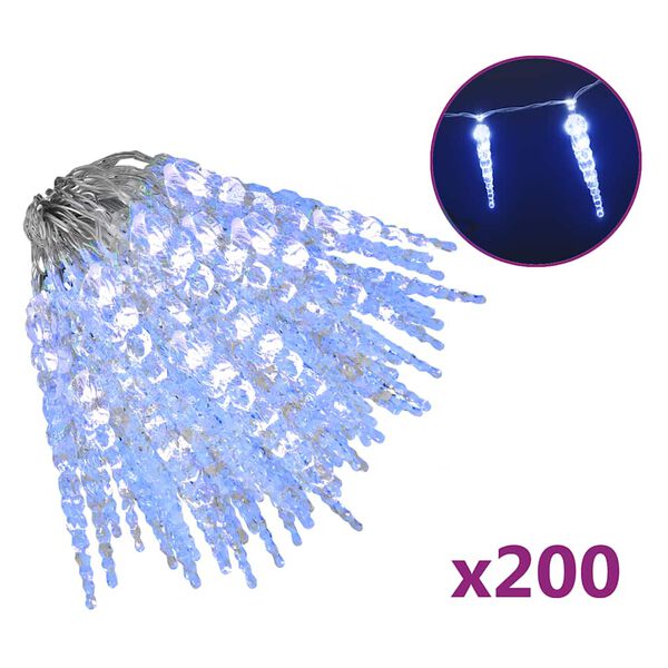 vidaXL Vianočn&eacute; svietiace cenc&uacute;le 200 LED tepl&eacute; biele 20 m akryl. PVC