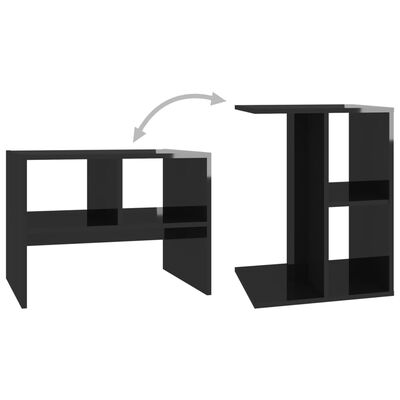 vidaXL Príručný stolík lesklý čierny 60x40x45 cm drevotrieska