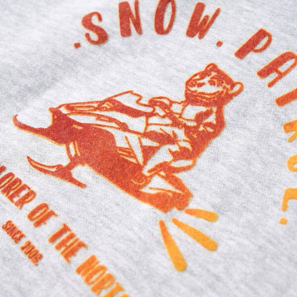 Detsk&aacute; mikina s kapucňou siv&aacute; melanž a oranžov&aacute; 128