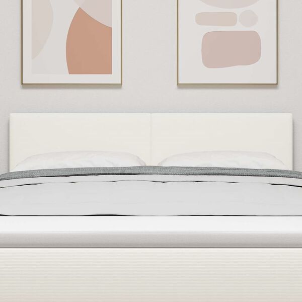 vidaXL Zadn&eacute; čelo s čelnou doskou Kr&eacute;mov&aacute; 144 cm Umel&aacute; koža