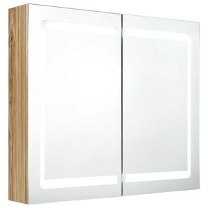 vidaXL LED k&uacute;peľňov&aacute; zrkadlov&aacute; skrinka farba dubu 80x12x68 cm