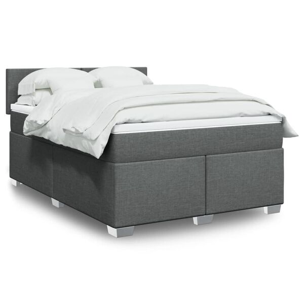 vidaXL Boxspring posteľ s matracom tmavosiv&aacute; 140x190 cm l&aacute;tka