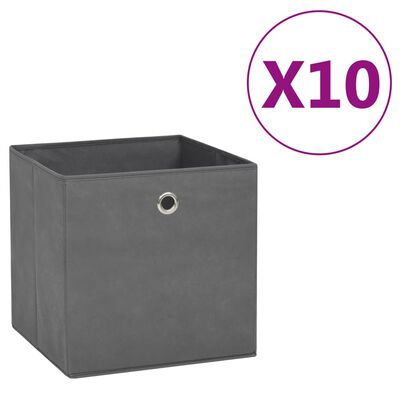 vidaXL Úložné boxy 10 ks, netkaná textília 28x28x28 cm, sivé