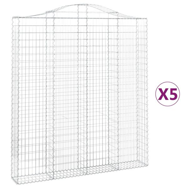 vidaXL Obl&uacute;kov&yacute; gabionov&yacute; k&ocirc;&scaron; 5 ks 200x30x220/240cm pozinkovan&eacute; železo