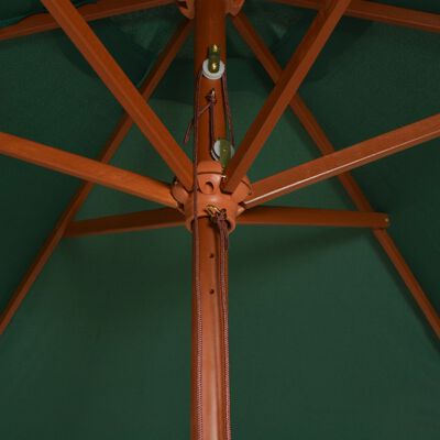 vidaXL Slnečník 270x270 cm, drevená tyč, zelený