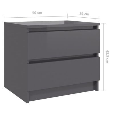 vidaXL Nočný stolík lesklý sivý 50x39x43,5 cm drevotrieska