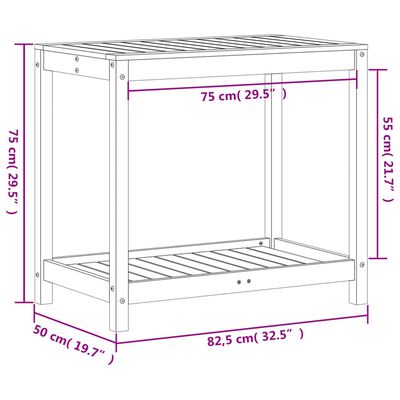 vidaXL Stôl na presádzanie a polica voskovohnedý 82,5x50x75cm borovica