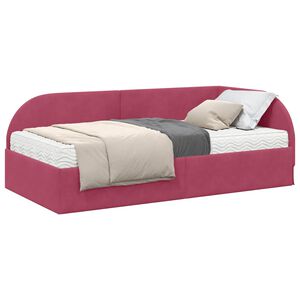 vidaXL Rohov&yacute; r&aacute;m postele s matracom 2 ks V&iacute;no červen&eacute; 80 x 200 cm