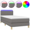 vidaXL Posteľ boxsping s matracom a LED tmavosiv&aacute; 100x200 cm l&aacute;tka