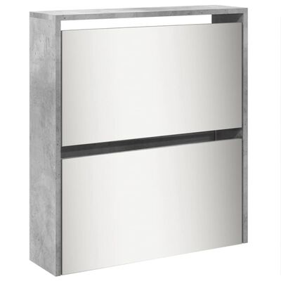 vidaXL Botník so zrkadlom 5-poschodový betónovo sivý 63x17x169,5 cm