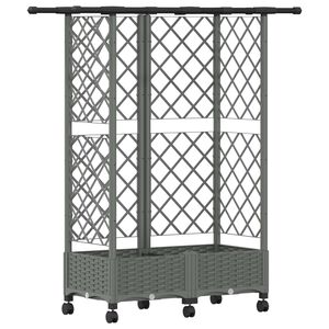 vidaXL Vyv&yacute;&scaron;en&yacute; z&aacute;hon s mriežkou a strechou Svetlosiv&aacute; PP