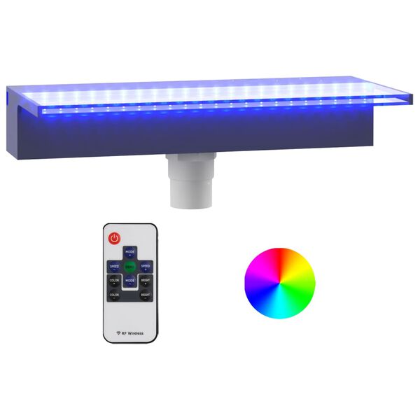 vidaXL Vodop&aacute;dov&yacute; prepad s RGB LED di&oacute;dami akryl 45 cm