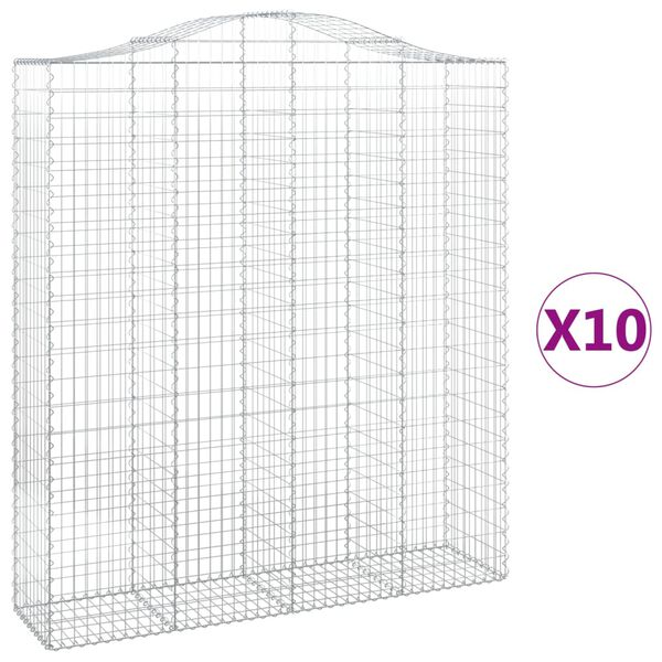 vidaXL Obl&uacute;kov&yacute; gabionov&yacute; k&ocirc;&scaron; 10ks 200x50x220/240cm pozinkovan&eacute; železo