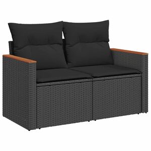 vidaXL Z&aacute;hradn&aacute; pohovka s vank&uacute;&scaron;mi 2-miestna čierna polyrattan