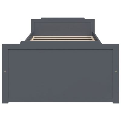 vidaXL Posteľný rám so zásuvkami tmavosivý borovicový masív 90x200 cm