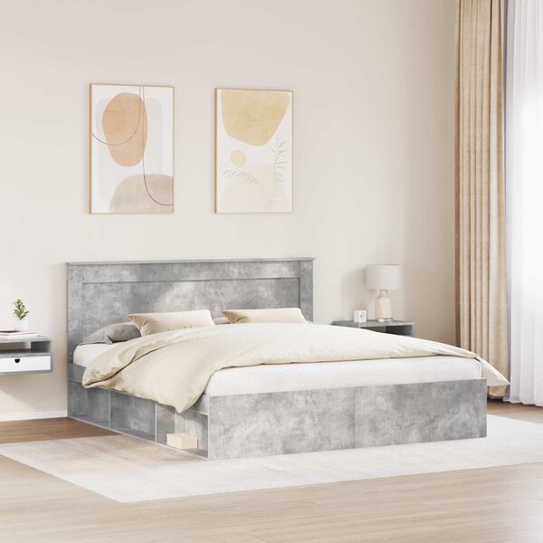 vidaXL R&aacute;m postele Bet&oacute;nov&aacute; 200 x 200 cm Mas&iacute;vne borovicov&eacute; drevo