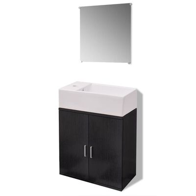 vidaXL 3-dielna sada kúpeľového nábytku s umývadlom, čierna